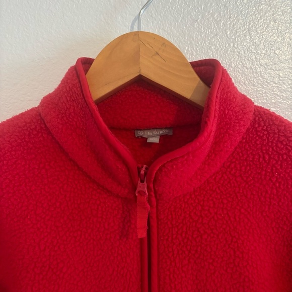T by Talbots Red Zip-Up Sherpa Fleece Jacket Size Medium - Picture 4 of 11